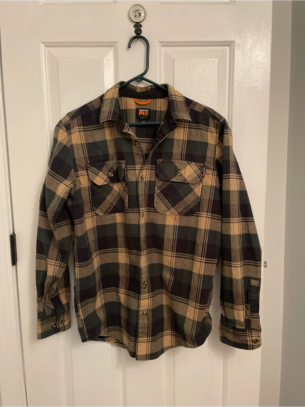 NEW Timberland PRO Olive, Tan & Black Plaid - Men's Button Down Size Medium